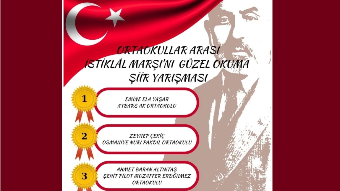 İstiklal Marşını Güzel Okuma Yarışmasında Öğrencimiz İlçede 2. oldu.